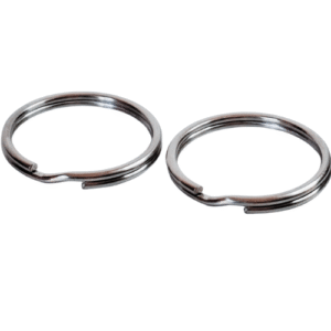 2 x Stainless steel keyrings, 25mm diameter, silver color