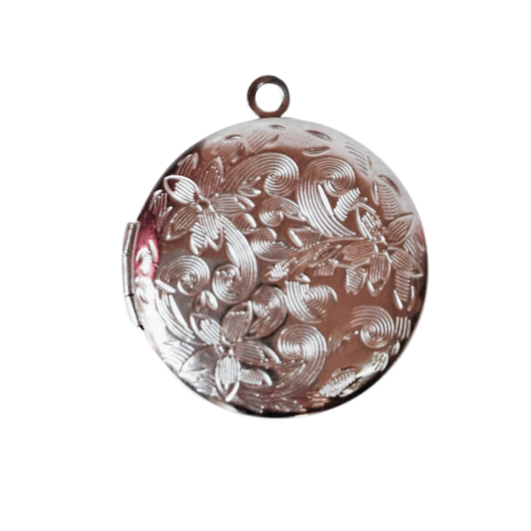 Round disk locket, Stainless steel, 27mm - Image 2