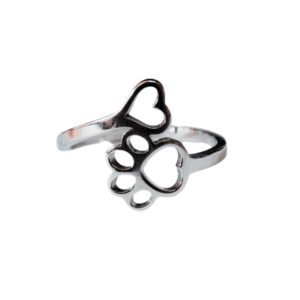 Stainless Steel Adjustable Ring, Animal Paw print