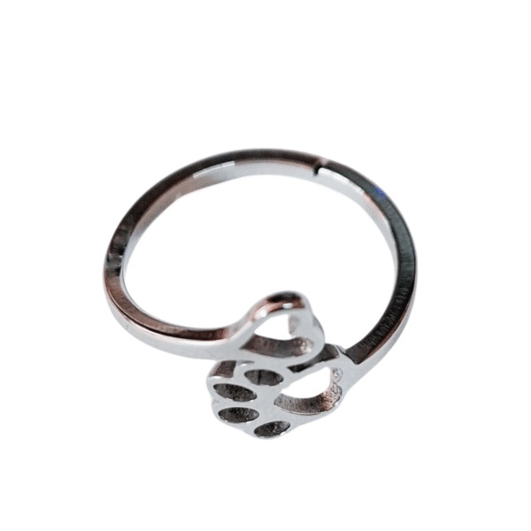 Stainless Steel Adjustable Ring, Animal Paw print - Image 2