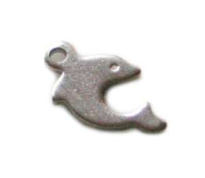 2 x Dolphin charm in stainless steel, 12mm