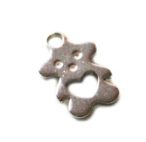 2 x Teddy bear charm in stainless steel, 12mm