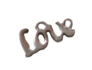 2 x "LOVE" charm in stainless steel, 7mm