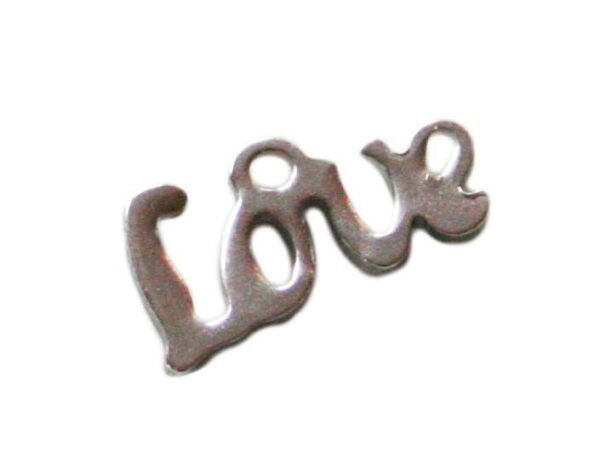 2 x "LOVE" charm in stainless steel, 7mm