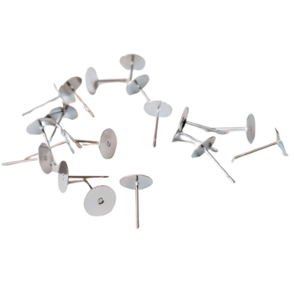 10x Pairs Stainless steel Earring Stud, Flat front 8mm - Image 5