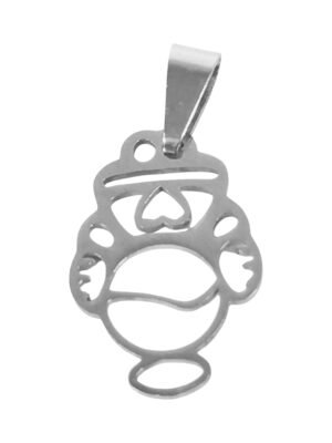 Pot with flowers pendant in stainless steel