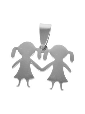 Girl friends pendant with bail in stainless steel