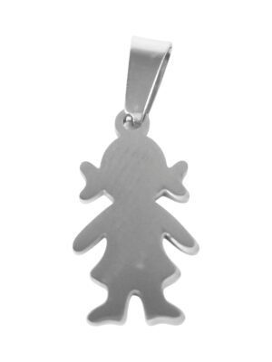 Small girl pendant in stainless steel with bail