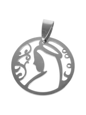 Saint pendant in stainless steel with bail