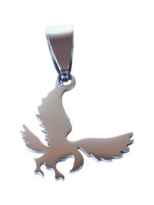 Small Pendant in stainless steel with bail, Eagle, 25mm