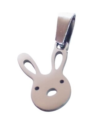 Small Pendant in stainless steel with bail, Bunny head, 25mm
