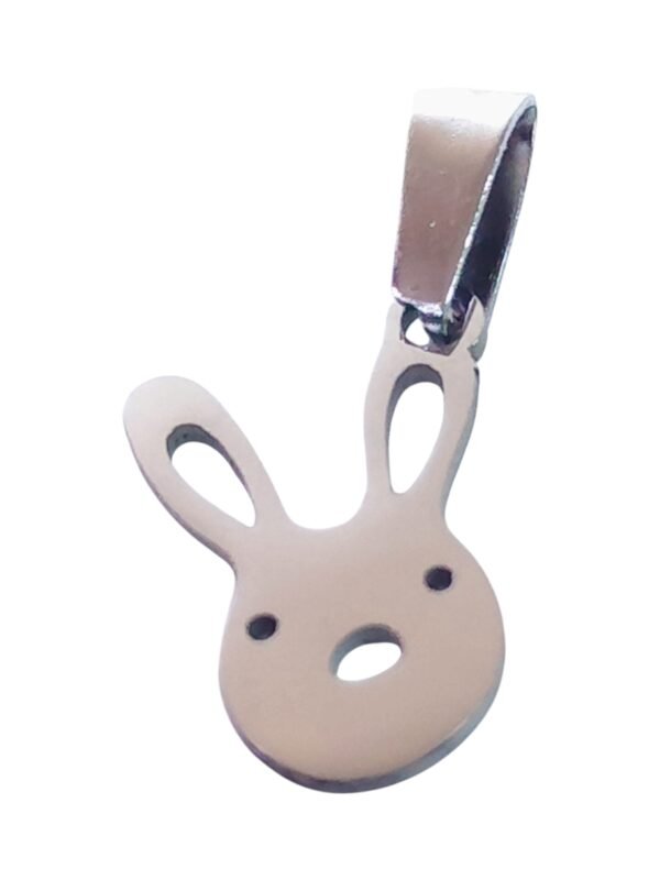 Small Pendant in stainless steel with bail, Bunny head, 25mm