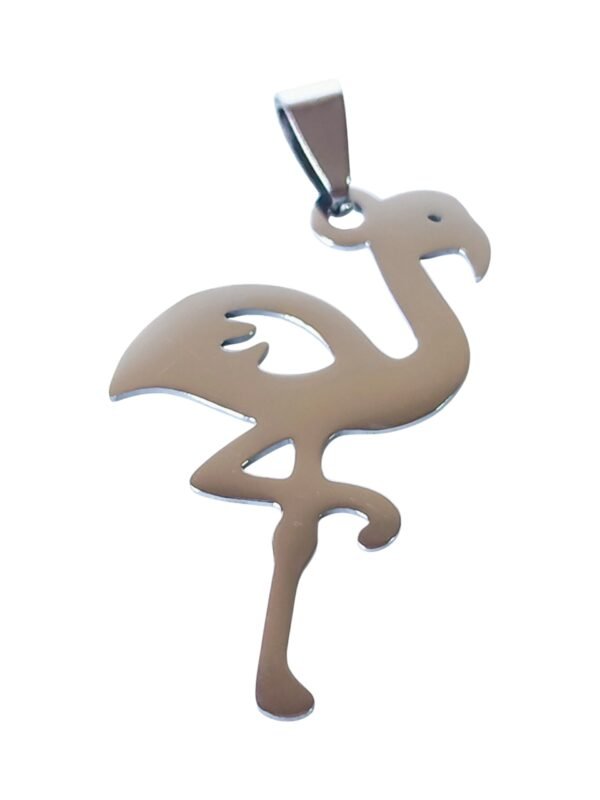 Small Pendant in stainless steel with bail, Flamingo, 32mm