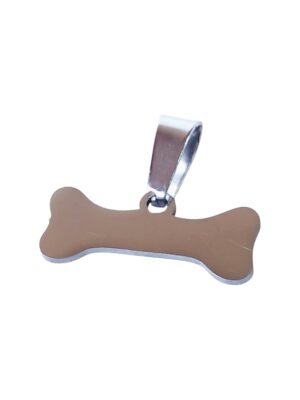 Small Pendant in stainless steel with bail, Bone, 19mm