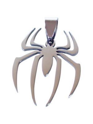 Pendant in stainless steel with bail, Spider, 35mm
