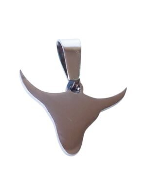 Small Pendant in stainless steel with bail, Bull’s head
