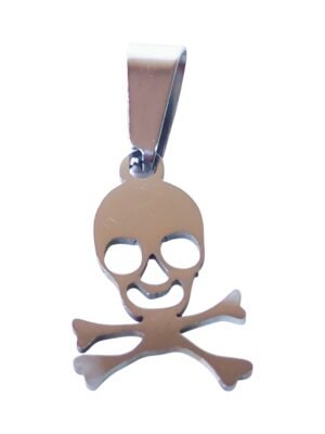 Small Pendant in stainless steel with bail, Skull, 23 mm