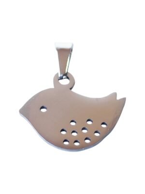 Small Pendant in stainless steel with bail, Small Bird, 17mm