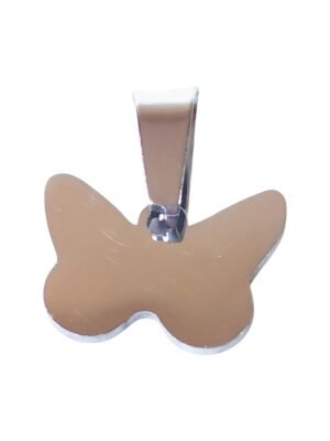Small Pendant in stainless steel with bail, Butterfly, 14mm