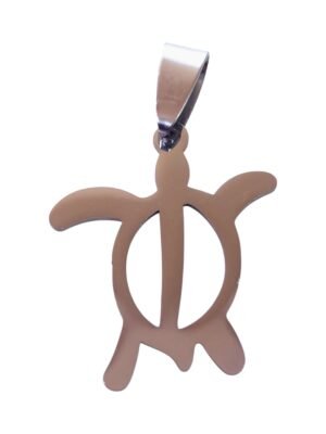 Pendant in stainless steel with bail, Turtle, 32 mm