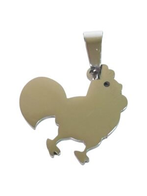 Pendant in stainless steel, Chicken, 27mm