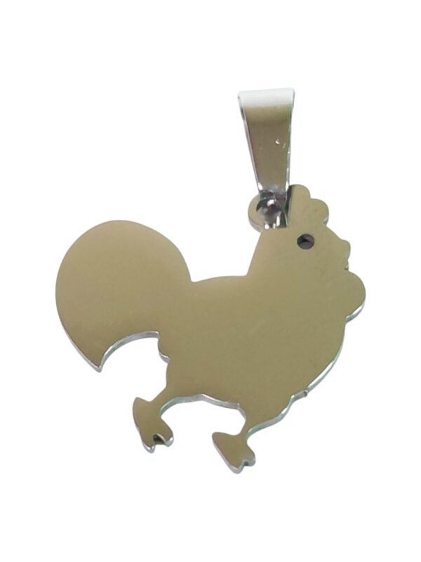 Pendant in stainless steel, Chicken, 27mm