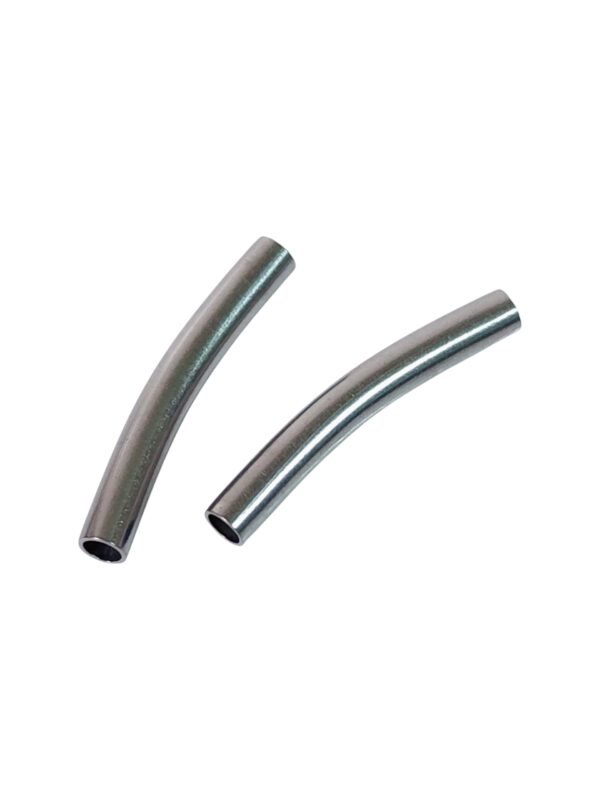 Curved tube connector in stainless steel