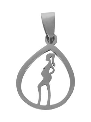 Pregnant lady pendant in stainless steel