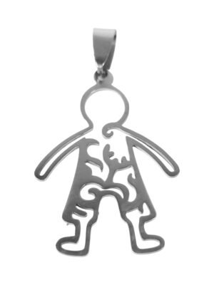 Figure with cut-out detail in stainless steel