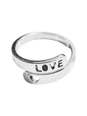 Love and heart ring in stainless steel