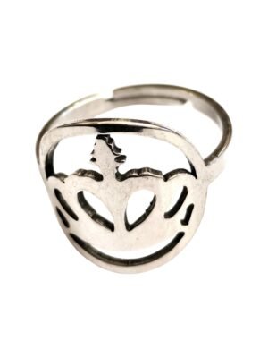 Large crown adjustable stainless steel ring