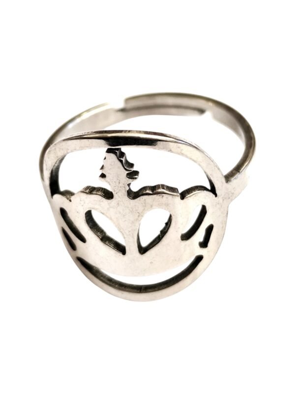 Large crown adjustable stainless steel ring
