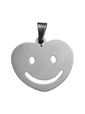 Smily face heart stainless steel pendant