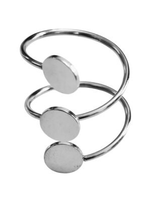 Stainless Steel Adjustable Ring, 3 Flat discs on spiral