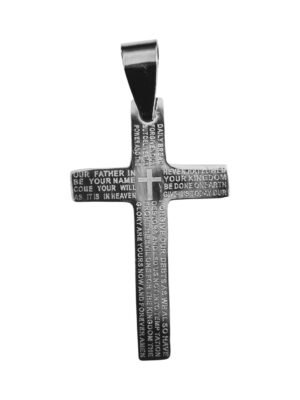 Our Fater prayer pendant in stainless steel cross