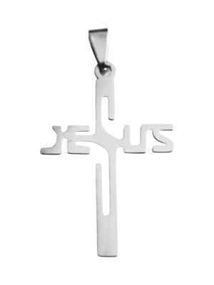 Stainless Steel Cross with Jesus cut-out, 43mm