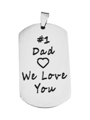 Stainless Steel Pendant, Dad We Love You 52mm, excl bail