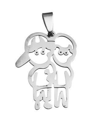 Stainless Steel Two Boys Pendant, 41mm