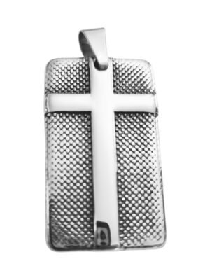 Stainless Steel Pendant, Heavy Cross 45mm, excl bail