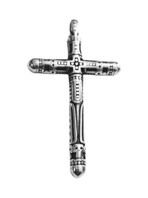 Fancy large cross pendant in 3d stainless steel