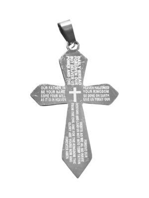 Stainless Steel Pendant, Cross 50mm, excl bail