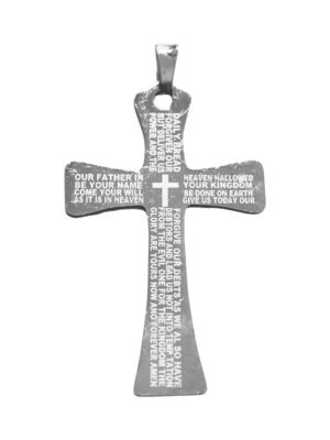 Stainless Steel Pendant, Cross 60mm, excl bail