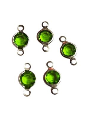 Green rhinestone in stainless steel link connector