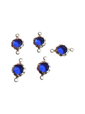 Prussian Blue rhinestone in Stainless steel link connector