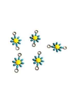 5 pcs Daisy spacer in stainless steel, Turquoise and Pink, 8x13mm