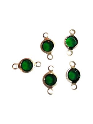 Teal rhinestone in stainless steel link connector