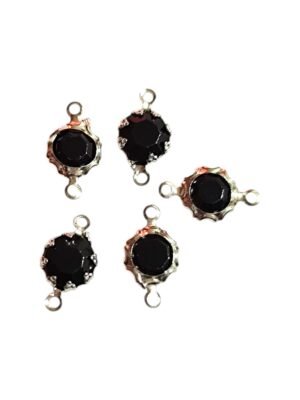 Black rhinestone in stainless steel link connector
