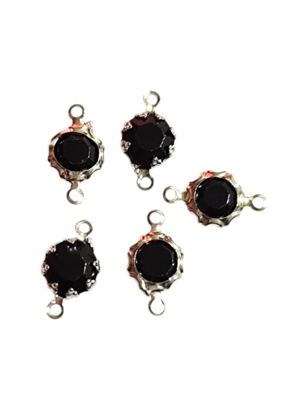 Black rhinestone in stainless steel link connector