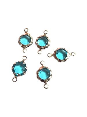 Light Blue Rhinestone in stainless steel link connector