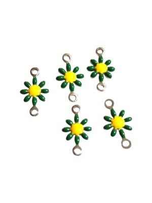 Green and yellow daisy bead stainless steel link connector